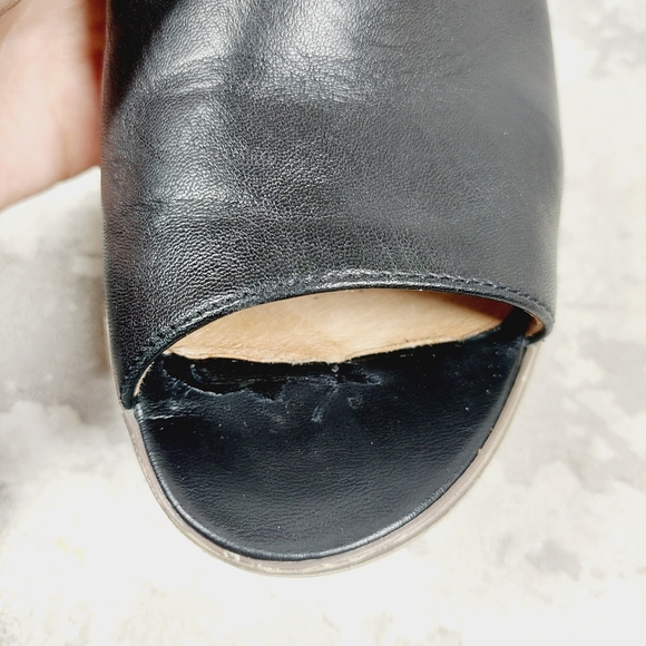 NEW Gabor Black Leather Slip On Block Heel Ankle Bootie Sandals W251 - Picture 11 of 13